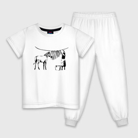 Детская пижама хлопок с принтом Зебра Banksy в Новосибирске, 100% хлопок |  брюки и футболка прямого кроя, без карманов, на брюках мягкая резинка на поясе и по низу штанин
 | art | banksy | street art | арт | бэнкси | граффити | со смыслом | сосмыслом | стритарт