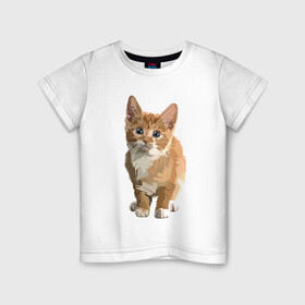 Детская футболка хлопок с принтом Котик в Новосибирске, 100% хлопок | круглый вырез горловины, полуприлегающий силуэт, длина до линии бедер | cat | кот | котенок | котэ | рыжий котик