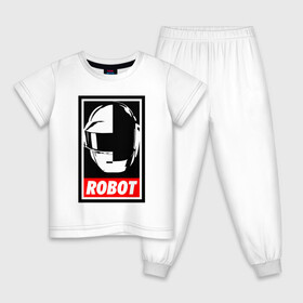 Детская пижама хлопок с принтом Daft Punk в Новосибирске, 100% хлопок |  брюки и футболка прямого кроя, без карманов, на брюках мягкая резинка на поясе и по низу штанин
 | Тематика изображения на принте: cyberpunk | daft | daftpunk | electronic | get | guy | guy manuel | human | lucky | music | punk | robot | rock | thomas | дафт | дафтпанк | киберпанк | музыка | ню диско | панк | робот | рок | техно | томас | электро | электроник рок