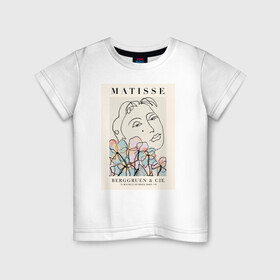 Детская футболка хлопок с принтом MATISSE в Новосибирске, 100% хлопок | круглый вырез горловины, полуприлегающий силуэт, длина до линии бедер | Тематика изображения на принте: 8 марта | весна | девушке | женский | картина | мама | матисс | подарок | топ | тренд | феминизм | художник | цветы