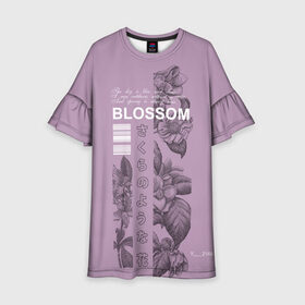 Детское платье 3D с принтом Blossom в Новосибирске, 100% полиэстер | прямой силуэт, чуть расширенный к низу. Круглая горловина, на рукавах — воланы | 8 марта | весна | девушке | женский | мама | подарок | топ | тренд | феминизм | цветы