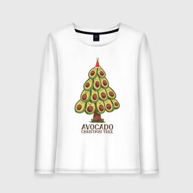 Женский лонгслив хлопок с принтом Avocado Christmas Tree в Новосибирске, 100% хлопок |  | Тематика изображения на принте: claus | cute | nature | new year | santa | tree | авокадо | адвокадо | дед мороз | дед отмороз | ёлка | ель | из авокадо | колпак | косточка | милота | милые авокадо | новый год | прикол | природа | рождественское дерево