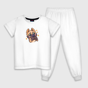 Детская пижама хлопок с принтом Собачка в Новосибирске, 100% хлопок |  брюки и футболка прямого кроя, без карманов, на брюках мягкая резинка на поясе и по низу штанин
 | cute | dog | doggy | милая собачка | миленько | милота | овчарка | собака | собачка | стикер собаки