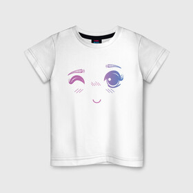 Детская футболка хлопок с принтом Anime Eye в Новосибирске, 100% хлопок | круглый вырез горловины, полуприлегающий силуэт, длина до линии бедер | Тематика изображения на принте: anime | cute | eye | face | girl | аниме | арт | брови | взгляд | глаза | девушка | лицо | милое | подмигивает | подмигивание | смущение | улыбка | флирт