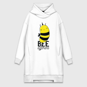 Платье-худи хлопок с принтом Be Different   Прикол с пчелой в Новосибирске,  |  | art | bee | cute | hornet | lettering | pun | retro | vintage | wasp | арт | будь другим | будь разным | винтаж | все разные | выделяйся | игра слов | иллюстрация | каламбур | леттеринг | насекомое | оса | отличайся | пчела | пчелка