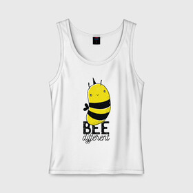 Женская майка хлопок с принтом Be Different - Прикол с пчелой в Новосибирске, 95% хлопок, 5% эластан |  | art | bee | cute | hornet | lettering | pun | retro | vintage | wasp | арт | будь другим | будь разным | винтаж | все разные | выделяйся | игра слов | иллюстрация | каламбур | леттеринг | насекомое | оса | отличайся | пчела | пчелка