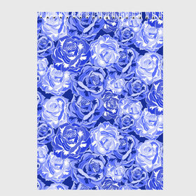 Скетчбук с принтом Голубые и синие розы в Новосибирске, 100% бумага
 | 48 листов, плотность листов — 100 г/м2, плотность картонной обложки — 250 г/м2. Листы скреплены сверху удобной пружинной спиралью | blue | flora | floral | flower | flowers | romantic | rose | roses | violet | букет роз | букет цветов | бутон | бутоны | день женщин | для девушек | для женщин | женский день | праздник | роза | романтика | садовая роза | флора