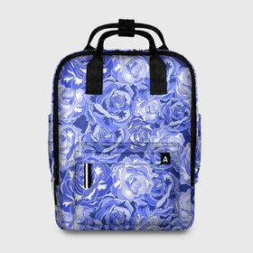 Женский рюкзак 3D с принтом Голубые и синие розы в Новосибирске, 100% полиэстер | лямки с регулируемой длиной, сверху ручки, чтобы рюкзак нести как сумку. Основное отделение закрывается на молнию, как и внешний карман. Внутри два дополнительных кармана, один из которых закрывается на молнию. По бокам два дополнительных кармашка, куда поместится маленькая бутылочка
 | blue | flora | floral | flower | flowers | romantic | rose | roses | violet | букет роз | букет цветов | бутон | бутоны | день женщин | для девушек | для женщин | женский день | праздник | роза | романтика | садовая роза | флора