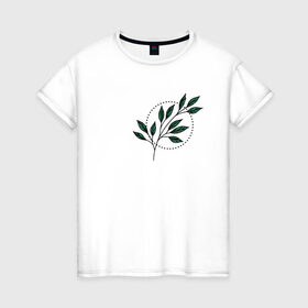 Женская футболка хлопок с принтом Leaves в Новосибирске, 100% хлопок | прямой крой, круглый вырез горловины, длина до линии бедер, слегка спущенное плечо | flo | flowers | растения | флористика | цветение | цветы