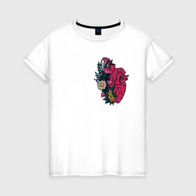Женская футболка хлопок с принтом Heart в Новосибирске, 100% хлопок | прямой крой, круглый вырез горловины, длина до линии бедер, слегка спущенное плечо | flo | flowers | растения | флористика | цветение | цветы