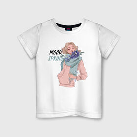 Детская футболка хлопок с принтом Весеннее настроение в Новосибирске, 100% хлопок | круглый вырез горловины, полуприлегающий силуэт, длина до линии бедер | 8 марта | весна | девушке | женский | мама | подарок | топ | тренд | феминизм | цветы