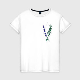 Женская футболка хлопок с принтом Лаванда в Новосибирске, 100% хлопок | прямой крой, круглый вырез горловины, длина до линии бедер, слегка спущенное плечо | flo | flowers | растения | флористика | цветение | цветы