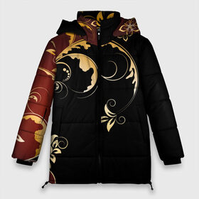 Женская зимняя куртка Oversize с принтом Узор - Хохлома в Новосибирске, верх — 100% полиэстер; подкладка — 100% полиэстер; утеплитель — 100% полиэстер | длина ниже бедра, силуэт Оверсайз. Есть воротник-стойка, отстегивающийся капюшон и ветрозащитная планка. 

Боковые карманы с листочкой на кнопках и внутренний карман на молнии | абстракция | искуство | культура | минимализм | текстура | узор