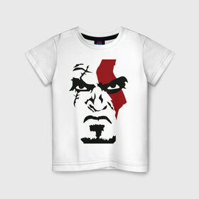 Детская футболка хлопок с принтом Кратос - Бог войны - Kratos в Новосибирске, 100% хлопок | круглый вырез горловины, полуприлегающий силуэт, длина до линии бедер | game | god of war | kratos | бог войны | злость | игра | контуры | кратос | лицо