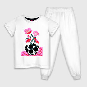 Детская пижама хлопок с принтом цветы в вазе в Новосибирске, 100% хлопок |  брюки и футболка прямого кроя, без карманов, на брюках мягкая резинка на поясе и по низу штанин
 | 8 марта | весна | девушке | женский | мама | подарок | топ | тренд | феминизм | цветы