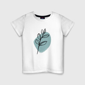 Детская футболка хлопок с принтом Ботаническая абстракция в Новосибирске, 100% хлопок | круглый вырез горловины, полуприлегающий силуэт, длина до линии бедер | Тематика изображения на принте: абстракция | минимализм | растение | растения | современное искусство