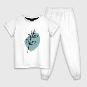 Детская пижама хлопок с принтом Ботаническая абстракция в Новосибирске, 100% хлопок |  брюки и футболка прямого кроя, без карманов, на брюках мягкая резинка на поясе и по низу штанин
 | Тематика изображения на принте: абстракция | минимализм | растение | растения | современное искусство