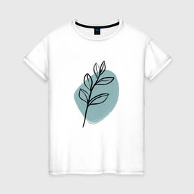 Женская футболка хлопок с принтом Ботаническая абстракция в Новосибирске, 100% хлопок | прямой крой, круглый вырез горловины, длина до линии бедер, слегка спущенное плечо | абстракция | минимализм | растение | растения | современное искусство
