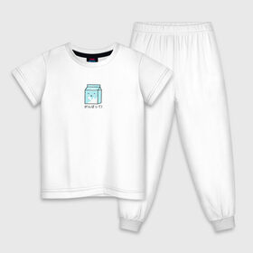 Детская пижама хлопок с принтом Kawaii milk в Новосибирске, 100% хлопок |  брюки и футболка прямого кроя, без карманов, на брюках мягкая резинка на поясе и по низу штанин
 | kawaii milk | еда | иероглифы | кавайное молоко | милый | япония