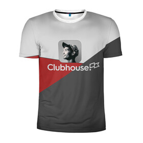 Мужская футболка 3D спортивная с принтом Clubhouse | Клабхаус в Новосибирске, 100% полиэстер с улучшенными характеристиками | приталенный силуэт, круглая горловина, широкие плечи, сужается к линии бедра | Тематика изображения на принте: club | clubhouse | house | invite | logo | инвайт | клабхаус | лого | сеть | социальная