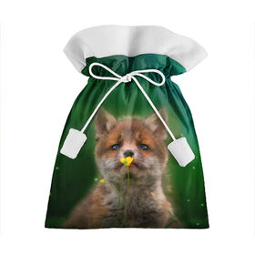 Подарочный 3D мешок с принтом Лисенок нюхает цветок в Новосибирске, 100% полиэстер | Размер: 29*39 см | fox | foxy | животное | звери | лиса | лисенок | лисичка | милая | рыжая | фокс