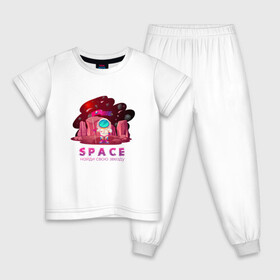 Детская пижама хлопок с принтом Космонавт найди свою звезду в Новосибирске, 100% хлопок |  брюки и футболка прямого кроя, без карманов, на брюках мягкая резинка на поясе и по низу штанин
 | Тематика изображения на принте: t shirt with astronaut | космонавт | найди свою звезду | покупка одежды с дизайном космонавта | покупка футболки с дизайном космонавта | покупка футболки с фантастическим дизайном