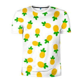 Мужская футболка 3D спортивная с принтом Ананасы  в Новосибирске, 100% полиэстер с улучшенными характеристиками | приталенный силуэт, круглая горловина, широкие плечи, сужается к линии бедра | ананас | ананасы | фрукты | химии | яркий принт | яркое