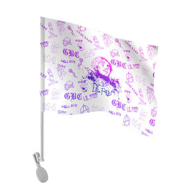 Флаг для автомобиля с принтом LIL PEEP в Новосибирске, 100% полиэстер | Размер: 30*21 см | lil peep | lil prince | pink | зарубежная музыка | лил пип | маленький принц