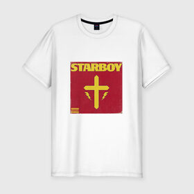 Мужская футболка хлопок Slim с принтом The Weeknd STARBOY в Новосибирске, 92% хлопок, 8% лайкра | приталенный силуэт, круглый вырез ворота, длина до линии бедра, короткий рукав | starboy | the weeknd | xo | старбой