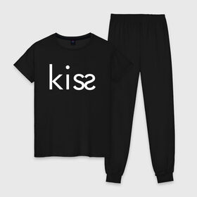 Женская пижама хлопок с принтом KISS | ПОЦЕЛУЙ в Новосибирске, 100% хлопок | брюки и футболка прямого кроя, без карманов, на брюках мягкая резинка на поясе и по низу штанин | creative | kiss | love | lovers | me | minimalism | креатив | креативная | любовь | минимал | минимализм | надпись | поцелуи | текст | целовать