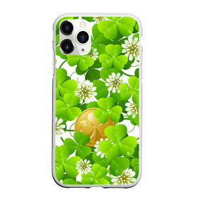 Чехол для iPhone 11 Pro Max матовый с принтом Ирландский Клевер и Монетка в Новосибирске, Силикон |  | день ирландии | зеленая | зеленый | ирландец | ирландская | ирландский | клевер | монета | патрик | с патриком