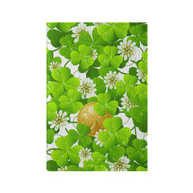 Обложка для паспорта матовая кожа с принтом Ирландский Клевер и Монетка в Новосибирске, натуральная матовая кожа | размер 19,3 х 13,7 см; прозрачные пластиковые крепления | Тематика изображения на принте: день ирландии | зеленая | зеленый | ирландец | ирландская | ирландский | клевер | монета | патрик | с патриком