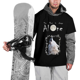 Накидка на куртку 3D с принтом Волк и луна одиночки в Новосибирске, 100% полиэстер |  | alone | moon | волк | волчара | луна | небо | одиночество | одиночка