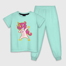 Детская пижама хлопок с принтом Dab unicorn в Новосибирске, 100% хлопок |  брюки и футболка прямого кроя, без карманов, на брюках мягкая резинка на поясе и по низу штанин
 | dab unicorn | unicorn | единорог | лошадка | танцующий единорог