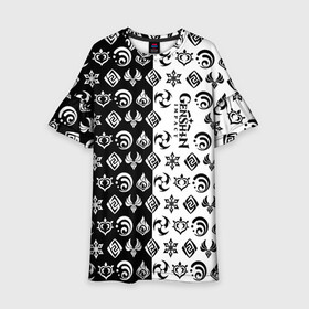 Детское платье 3D с принтом Genshin Impact в Новосибирске, 100% полиэстер | прямой силуэт, чуть расширенный к низу. Круглая горловина, на рукавах — воланы | Тематика изображения на принте: anime | game | zelda | аниме | геншин | дилюк | игра | импакт | итэр | люмин | молитва | паймон | тейват