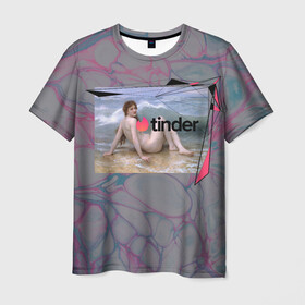 Мужская футболка 3D с принтом Tinder | Тиндер девушка в Новосибирске, 100% полиэфир | прямой крой, круглый вырез горловины, длина до линии бедер | геометрия | девушка | живопись | знакомства | искусство | картина | тиндер
