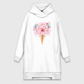 Платье-худи хлопок с принтом Flowers ice cream в Новосибирске,  |  | 8 марта | girl | woman | бабушка | весна | девушкам | девушке | девушки | женский | листья | мама | март | пионы | подарок | тренд | цветочки | цветы