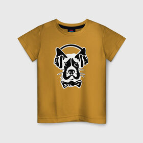 Детская футболка хлопок с принтом Меломан в Новосибирске, 100% хлопок | круглый вырез горловины, полуприлегающий силуэт, длина до линии бедер | животные | звери | меломан | музыка | наушники | пес | подарок | силуэт | собака | собаки | черный