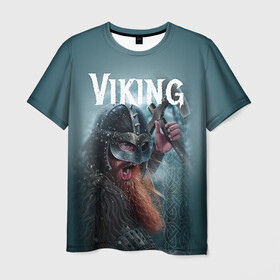 Мужская футболка 3D с принтом Viking в Новосибирске, 100% полиэфир | прямой крой, круглый вырез горловины, длина до линии бедер | drakkar | valhalla | valheim | viking | vikings | валхэйм | вальгала | вальхала | вальхейм | викинг | викинги | драккар
