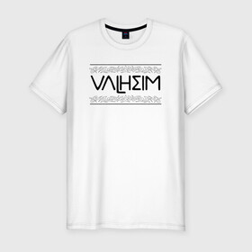 Мужская футболка хлопок Slim с принтом Вальхейм в Новосибирске, 92% хлопок, 8% лайкра | приталенный силуэт, круглый вырез ворота, длина до линии бедра, короткий рукав | drakkar | valhalla | valheim | viking | vikings | валхэйм | вальгала | вальхала | вальхейм | викинг | викинги | драккар