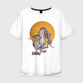 Мужская футболка хлопок Oversize с принтом Рептилоид в Новосибирске, 100% хлопок | свободный крой, круглый ворот, “спинка” длиннее передней части | Тематика изображения на принте: иллюминаты | масоны | теория заговора | юмор | ящер