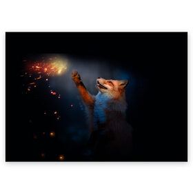Поздравительная открытка с принтом Лиса и огонек в Новосибирске, 100% бумага | плотность бумаги 280 г/м2, матовая, на обратной стороне линовка и место для марки
 | fox | foxy | животное | звери | лиса | лисенок | лисичка | милая | рыжая | фокс