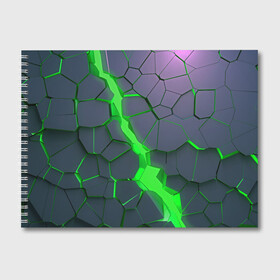 Альбом для рисования с принтом ЗЕЛЕНЫЙ РАЗЛОМ | 3Д РАЗЛОМ в Новосибирске, 100% бумага
 | матовая бумага, плотность 200 мг. | 3d | 3д | abstrakt | couter strike | csgo | dota | geometry | green | lol | rift | steel | wow | абстракт | геометрия | дота | зеленый | камни | кубики | пластик | плиты | разлом | раскол | свет | скин | сталь | текстура | трещина