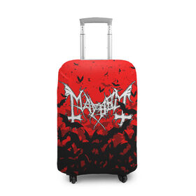 Чехол для чемодана 3D с принтом MAYHEM в Новосибирске, 86% полиэфир, 14% спандекс | двустороннее нанесение принта, прорези для ручек и колес | mayhem | metal | rock | the true mayhem. | блэк метал | дэд | мертвый | метал | музыка | мэйхем | рок
