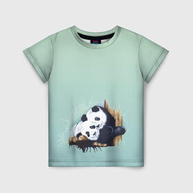 Детская футболка 3D с принтом акварельные панды в Новосибирске, 100% гипоаллергенный полиэфир | прямой крой, круглый вырез горловины, длина до линии бедер, чуть спущенное плечо, ткань немного тянется | акварель | двое | животные | звери | мило | мишки | обнимашки | панды | пара | природа | рисунок