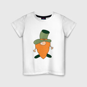 Детская футболка хлопок с принтом Гном - День святого Патрика в Новосибирске, 100% хлопок | круглый вырез горловины, полуприлегающий силуэт, длина до линии бедер | борода | гном | день святого патрика | зеленый | ирландия | лепрекон | мультяшный | оранжевый | патрик | подарок | символ | смешной | фэнтези | шляпа