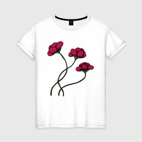 Женская футболка хлопок с принтом КРАСНЫЙ ЦВЕТОК RED FLOWER в Новосибирске, 100% хлопок | прямой крой, круглый вырез горловины, длина до линии бедер, слегка спущенное плечо | 8 | day | flowers | girl | girlfriend | girls | granny | love | lovers | march | mommy | moms | roses | women | womens | бабуля | бабушка | девушка | девушки | день | жена | женский | женщина | любовь | мама | мамуля | марта | розы | сестра | си