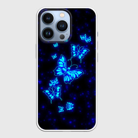 Чехол для iPhone 13 Pro с принтом Неоновые бабочки в Новосибирске,  |  | butterfly | dream | fantasy | neon | space | stars | wings | бабочки | бабочки космос | блестящие | весна | вселенная | галактика | голубые бабочки | девочкам | девушкам | звезды | космические | космос | крыя | лето