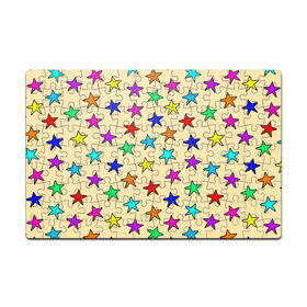 Пазл магнитный 126 элементов с принтом Детские звезды на песке в Новосибирске, полимерный материал с магнитным слоем | 126 деталей, размер изделия —  180*270 мм | Тематика изображения на принте: baby | colorfull | disco | kids | stars | девочкам | детские рисунки | детям | диско | звездочки | звезды | конфетти | лето | малыш | ночные | орнамент | песок | пляж | праздник | радужные | разноцветный узор