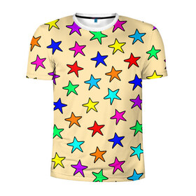 Мужская футболка 3D спортивная с принтом Детские звезды на песке в Новосибирске, 100% полиэстер с улучшенными характеристиками | приталенный силуэт, круглая горловина, широкие плечи, сужается к линии бедра | Тематика изображения на принте: baby | colorfull | disco | kids | stars | девочкам | детские рисунки | детям | диско | звездочки | звезды | конфетти | лето | малыш | ночные | орнамент | песок | пляж | праздник | радужные | разноцветный узор